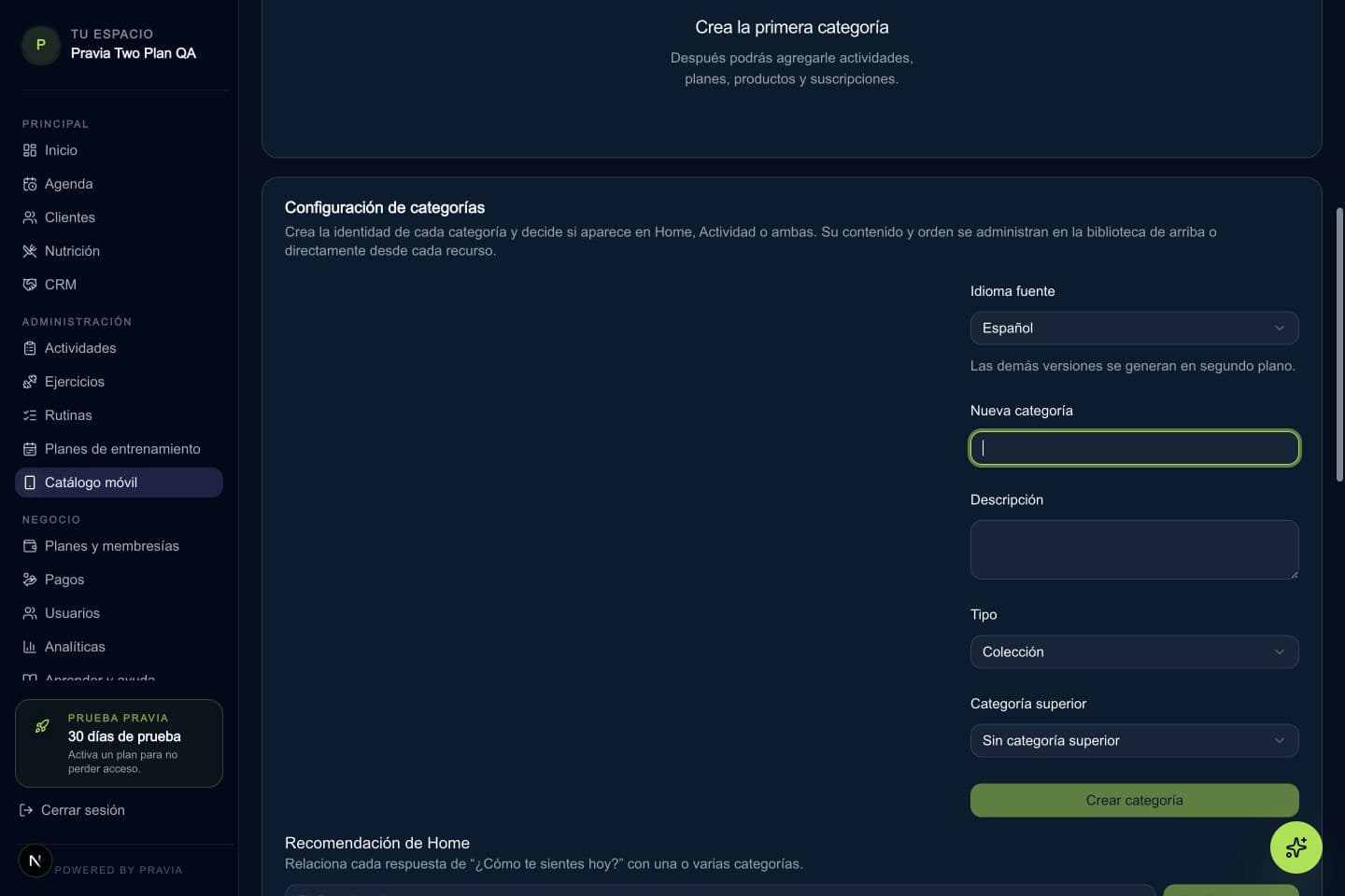 Organiza categorías y contenido