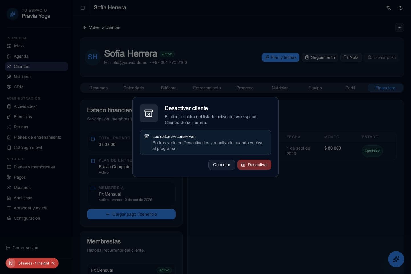Desactiva y recupera el acceso cuando corresponda