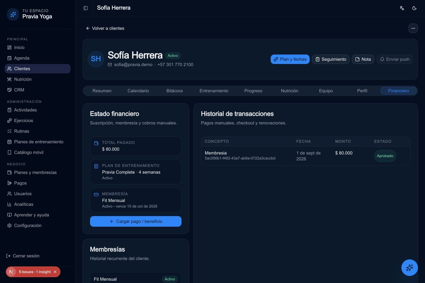 Edita perfil y consulta finanzas